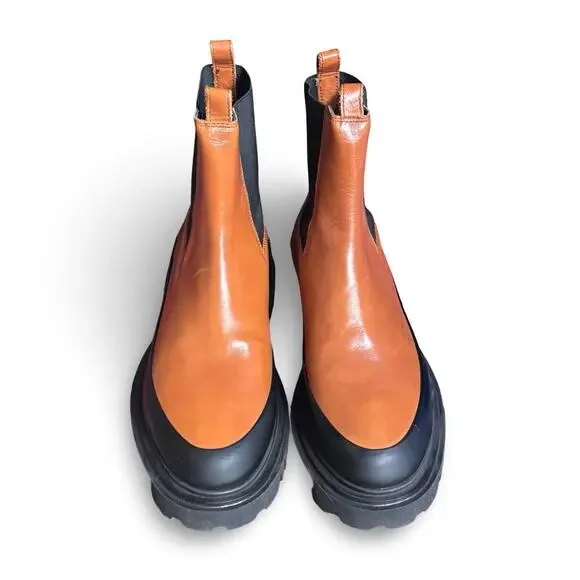 AllSaints Harlee Tan Brown Leather Lug Sole Chelsea Boots  display picture 2